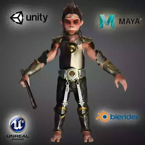  Monkey King High quality character full Rigged and Animated 