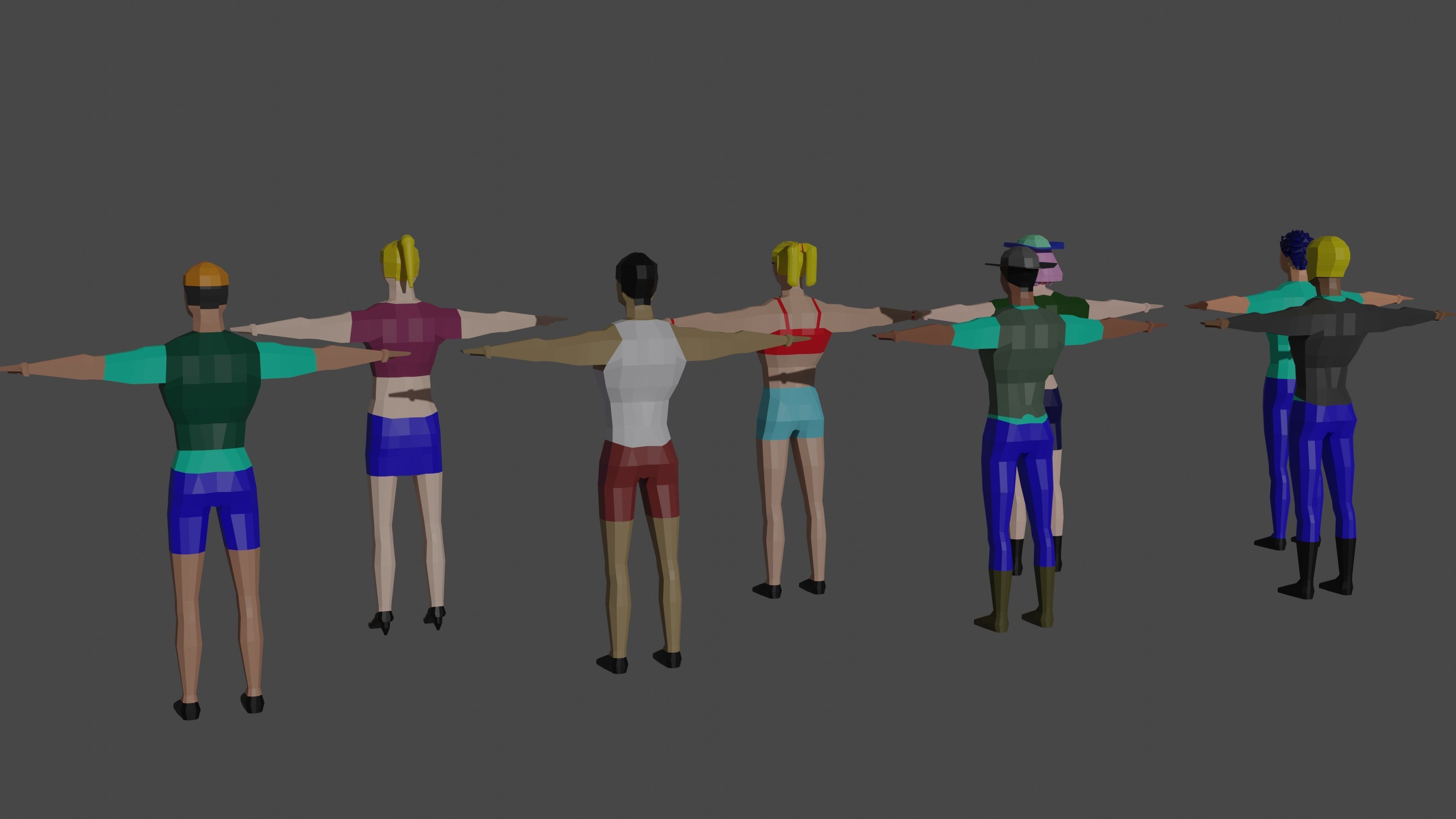 8 low poly character models Low-poly 3D model_3