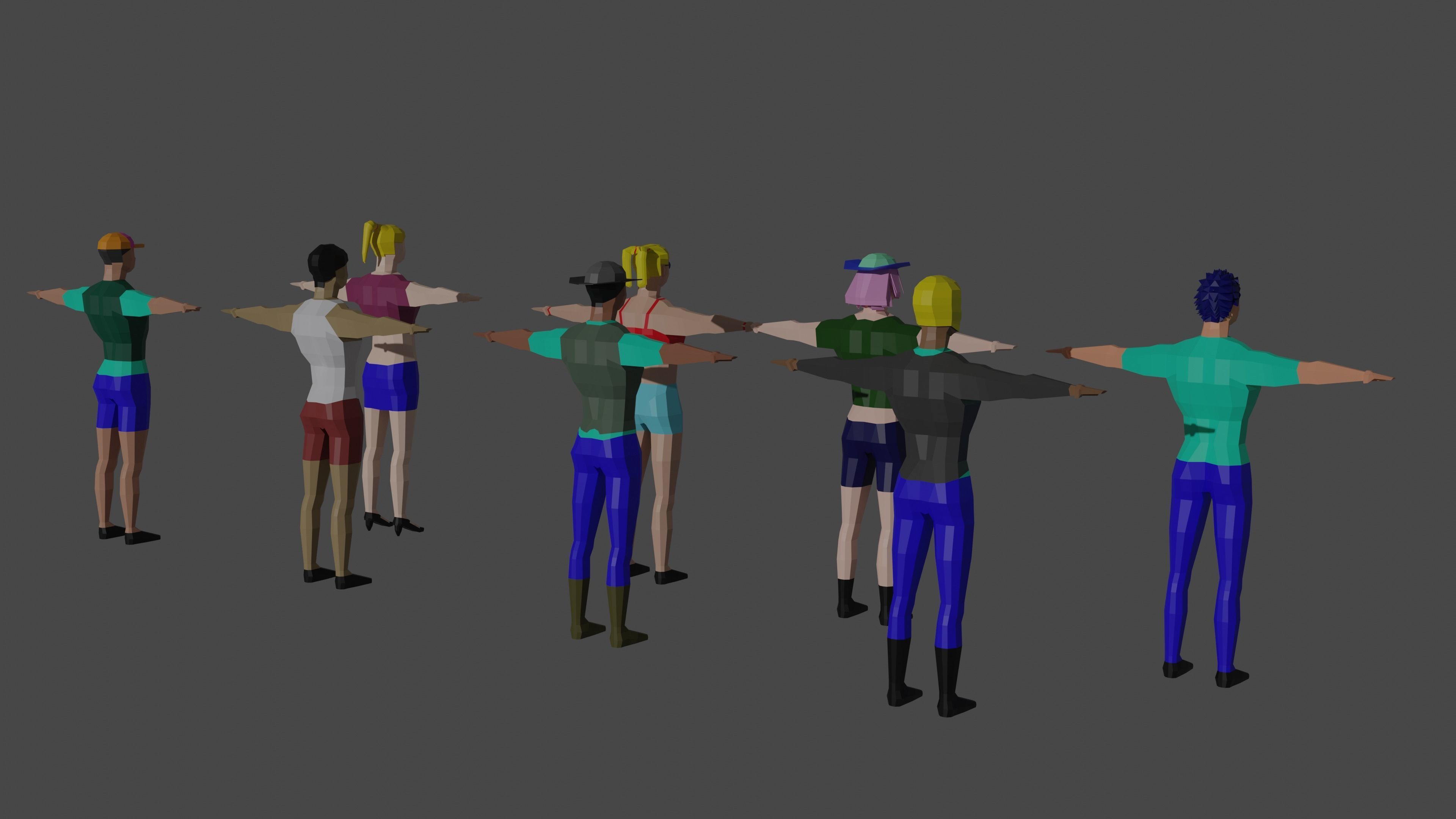 8 low poly character models Low-poly 3D model_4