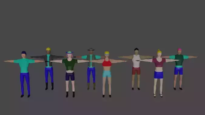 8 low poly character models Low-poly 3D model