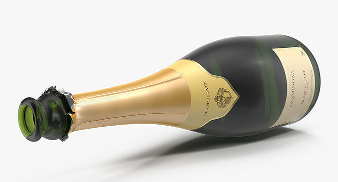 French Champagne Bottle Generic Opened 3D model 6