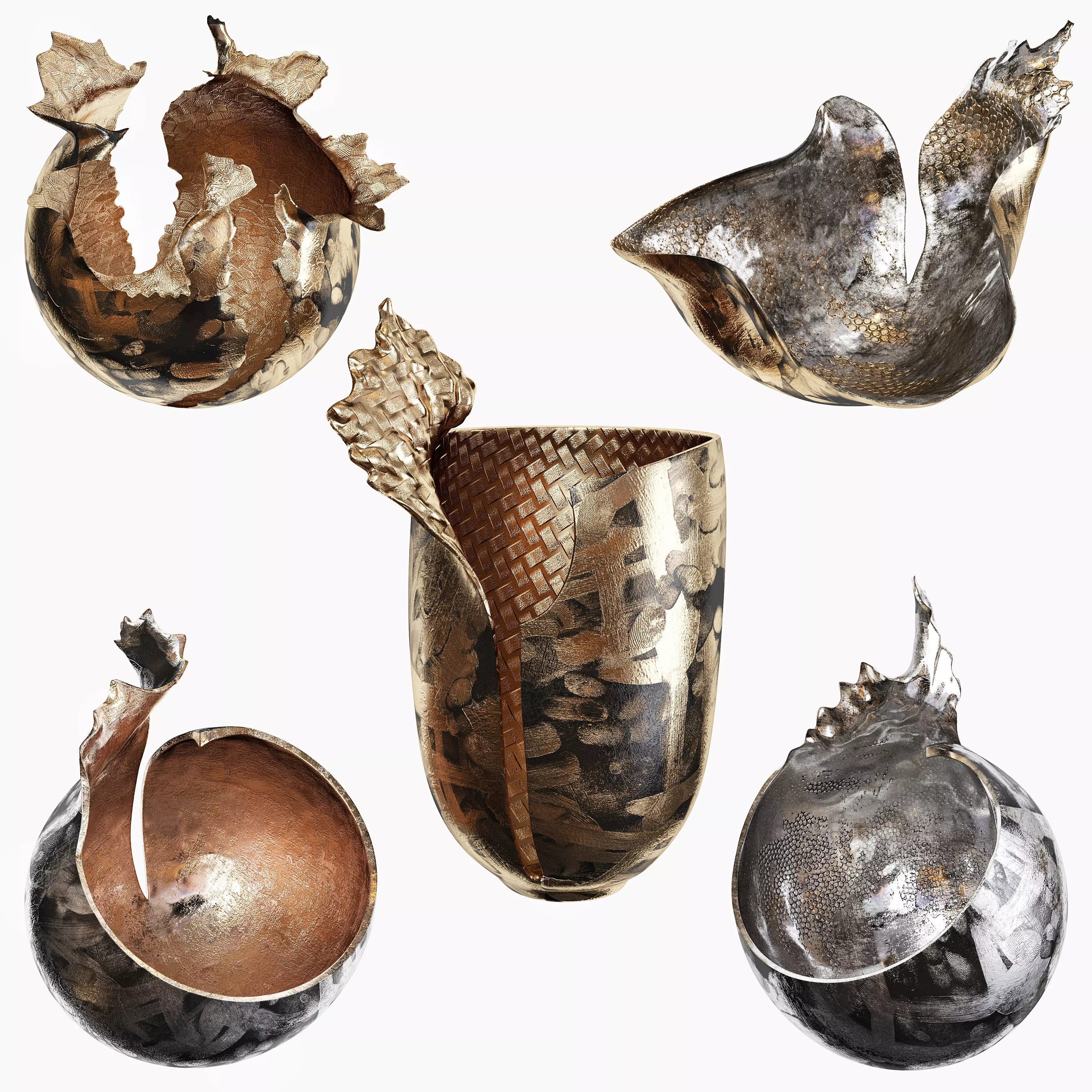 Decorative vases set 02 3D model_0