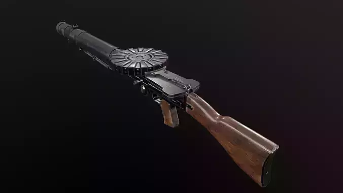 Lewis Machine Gun WW2 PBR Low-poly 3D model