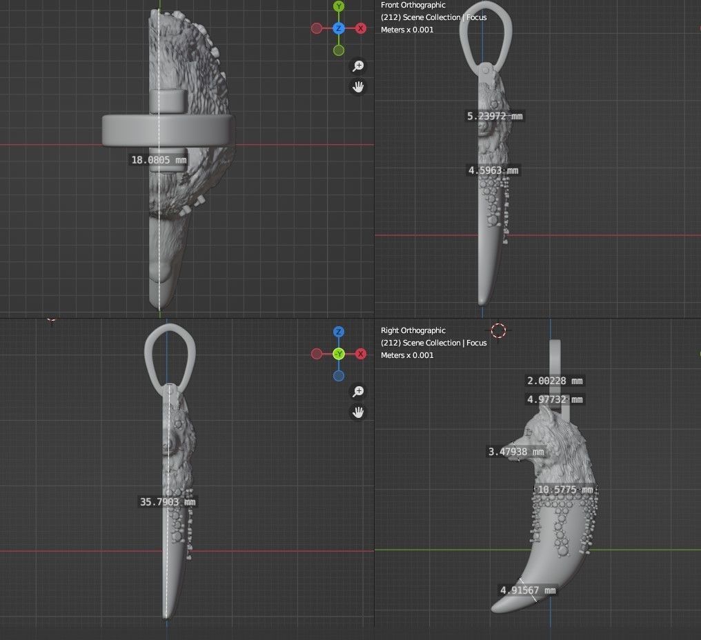 Wolfs Fang Pendant with gems in the form of blood 3D print model_11