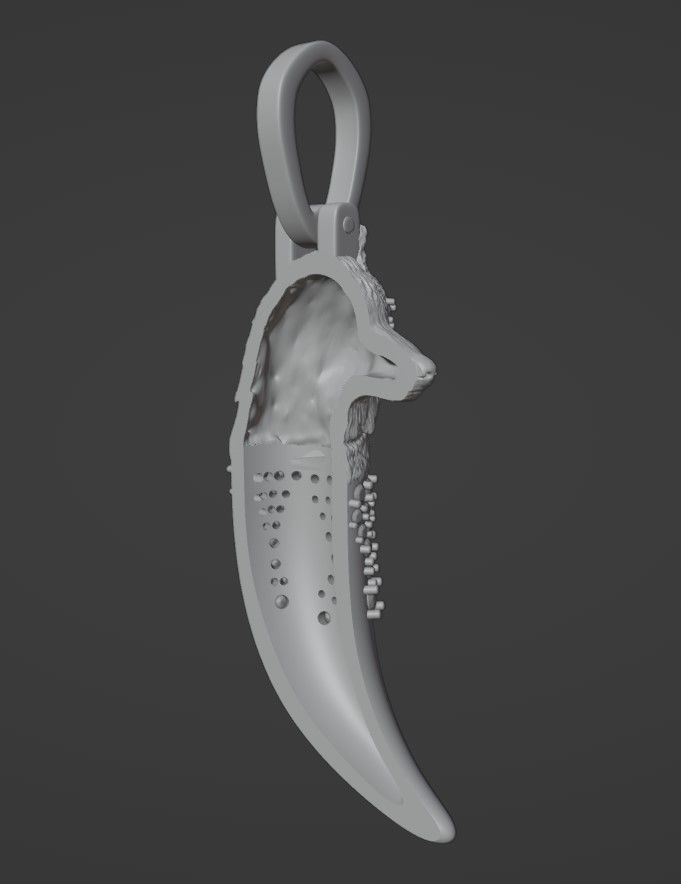 Wolfs Fang Pendant with gems in the form of blood 3D print model_6