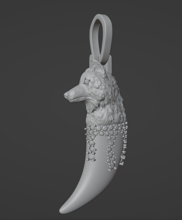 Wolfs Fang Pendant with gems in the form of blood 3D print model_10