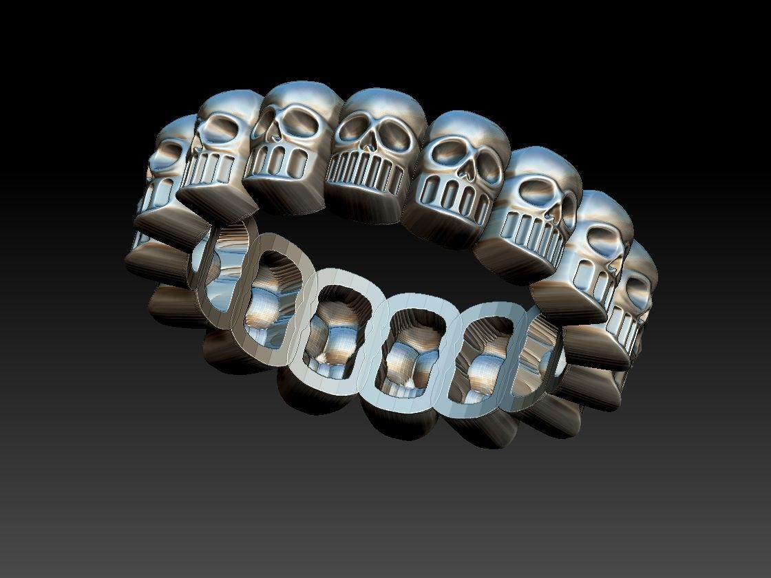Skulls Ring 3D print model_2