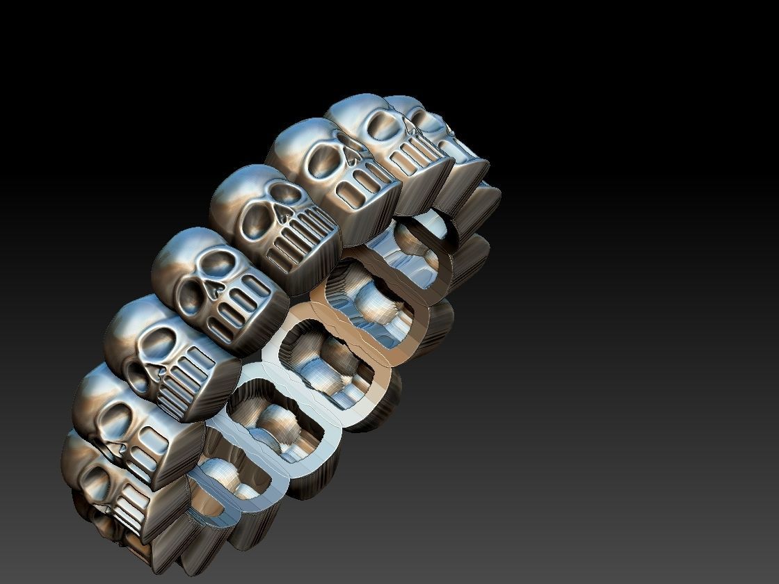 Skulls Ring 3D print model_8