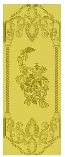 3D Door ornate frame with floral design