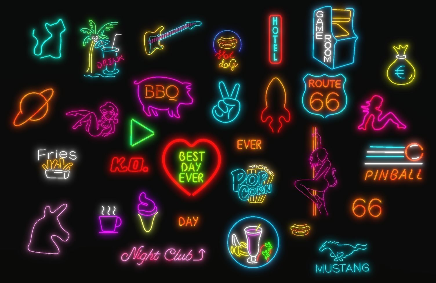 Ultimate Neon Sign Pack 2 Low-poly 3D model_2