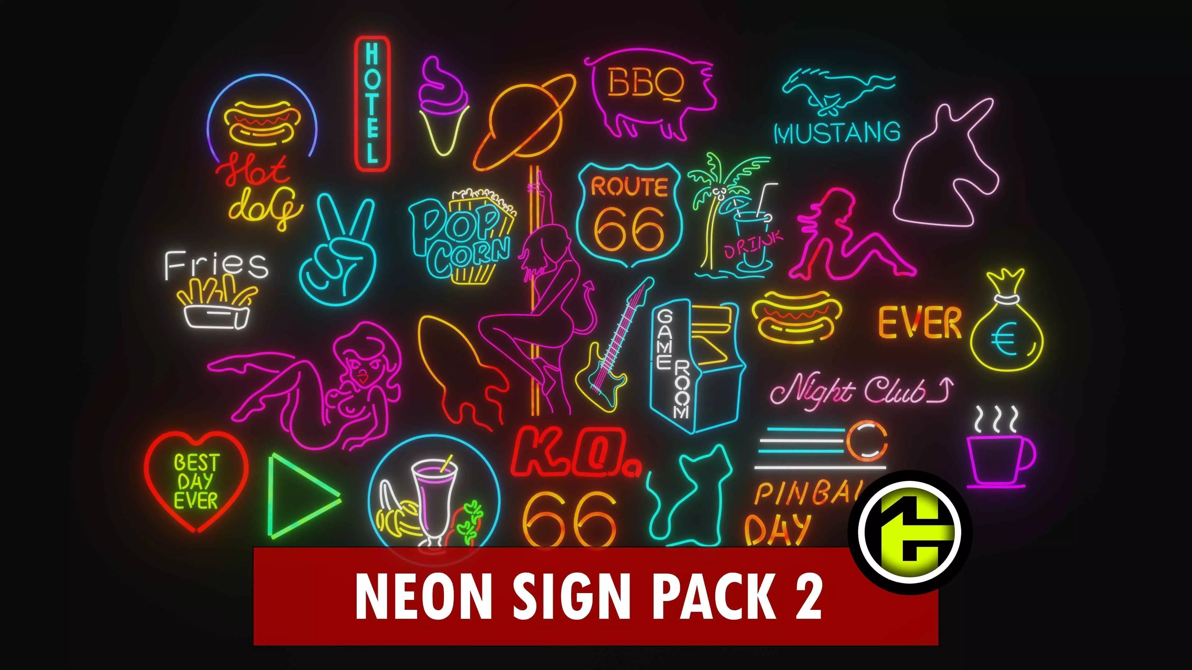 Ultimate Neon Sign Pack 2 Low-poly 3D model_0
