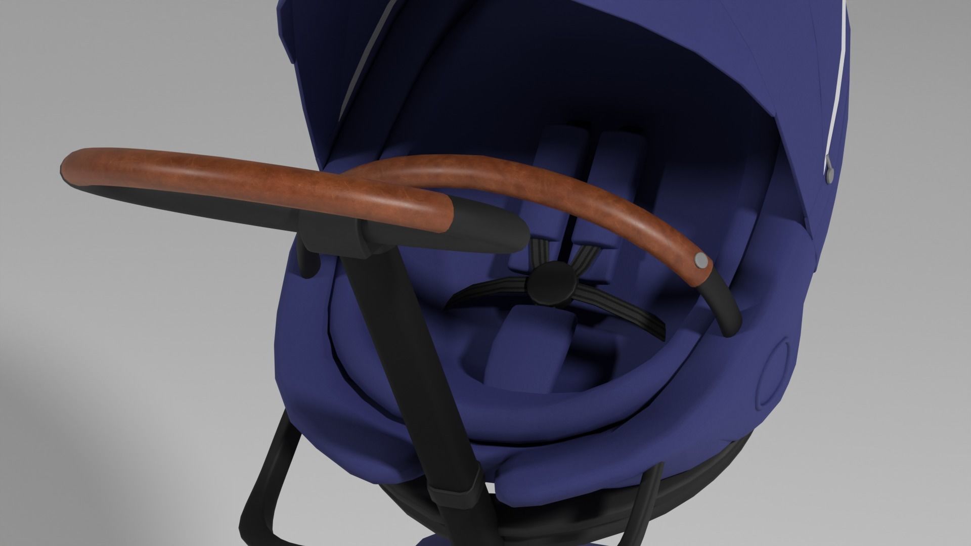 Unique  blue stroller buggy for babies S Low-poly 3D model_2