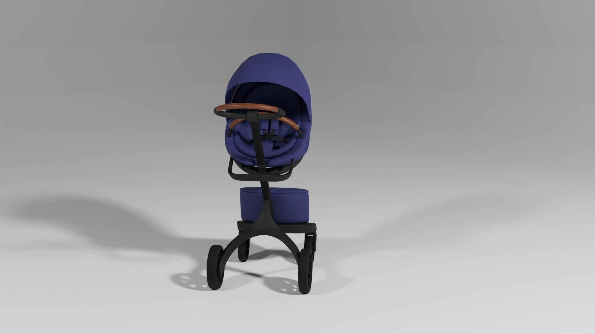 Unique  blue stroller buggy for babies S Low-poly 3D model_1