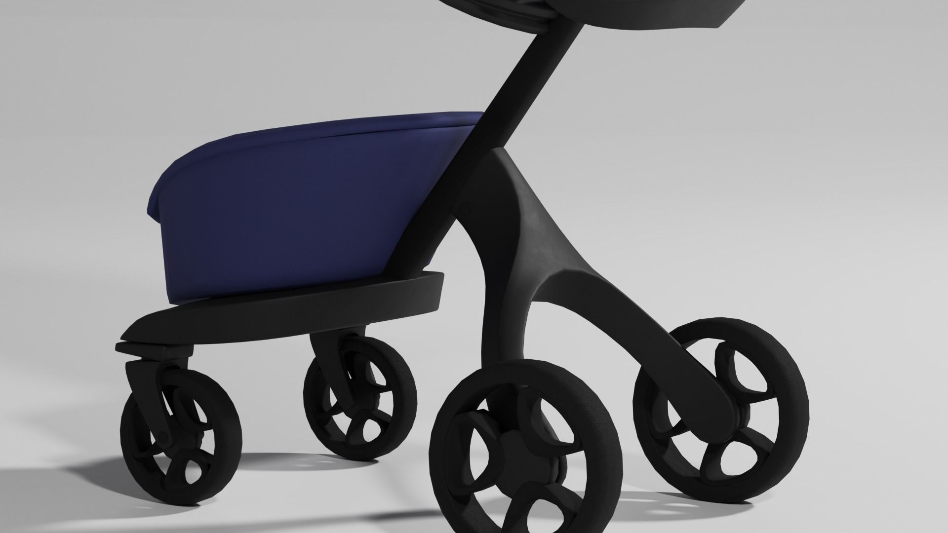 Unique  blue stroller buggy for babies S Low-poly 3D model_3