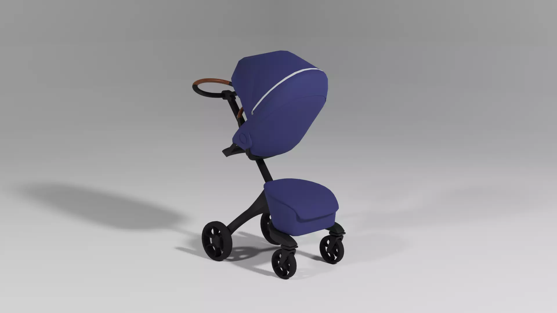 Unique  blue stroller buggy for babies S Low-poly 3D model_0