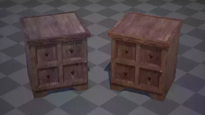 Old bedside table - PBR Game Ready Low-poly 3D model