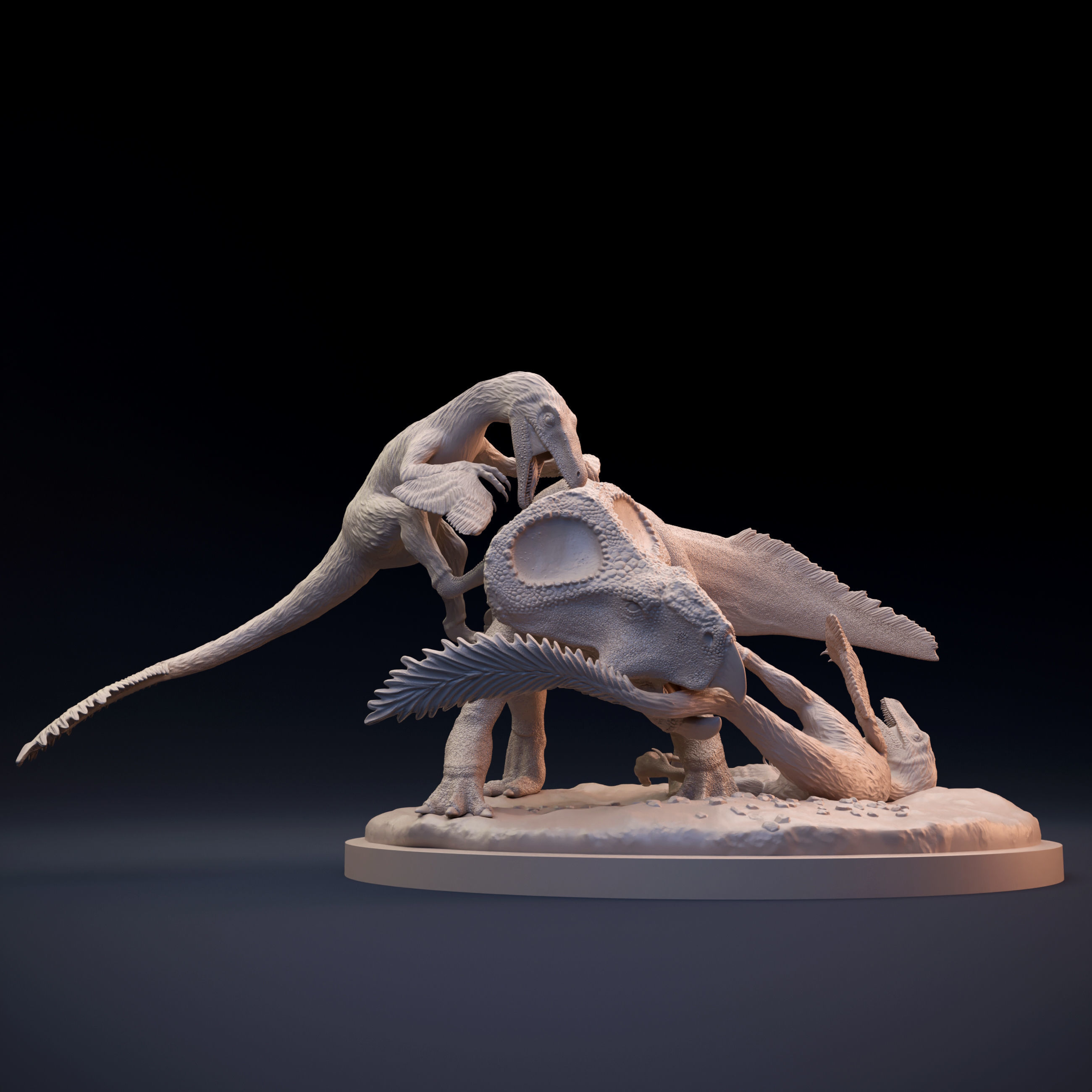 Protoceratops vs Velociraptor scene intended for 3D printing 3D print model_2