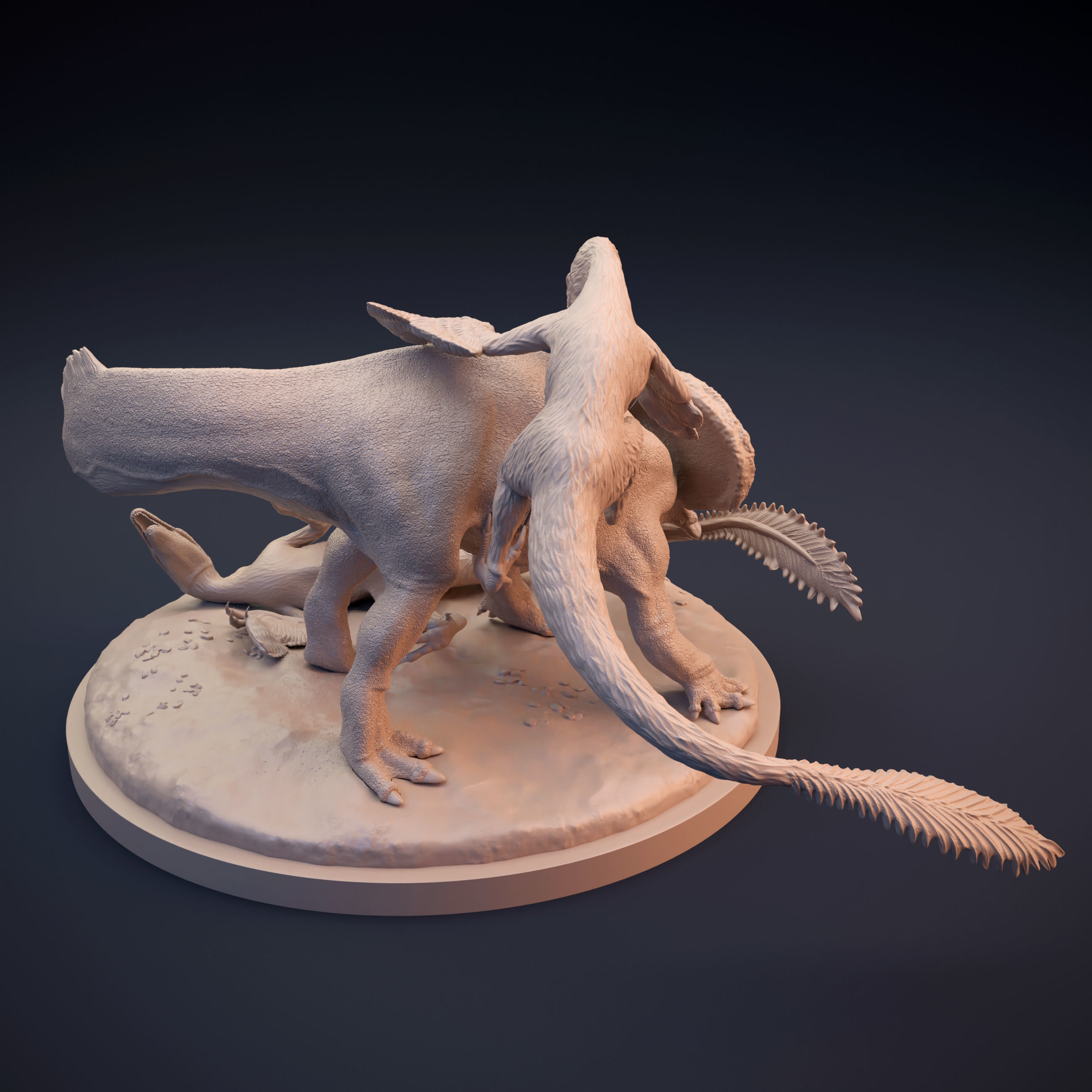 Protoceratops vs Velociraptor scene intended for 3D printing 3D print model_6