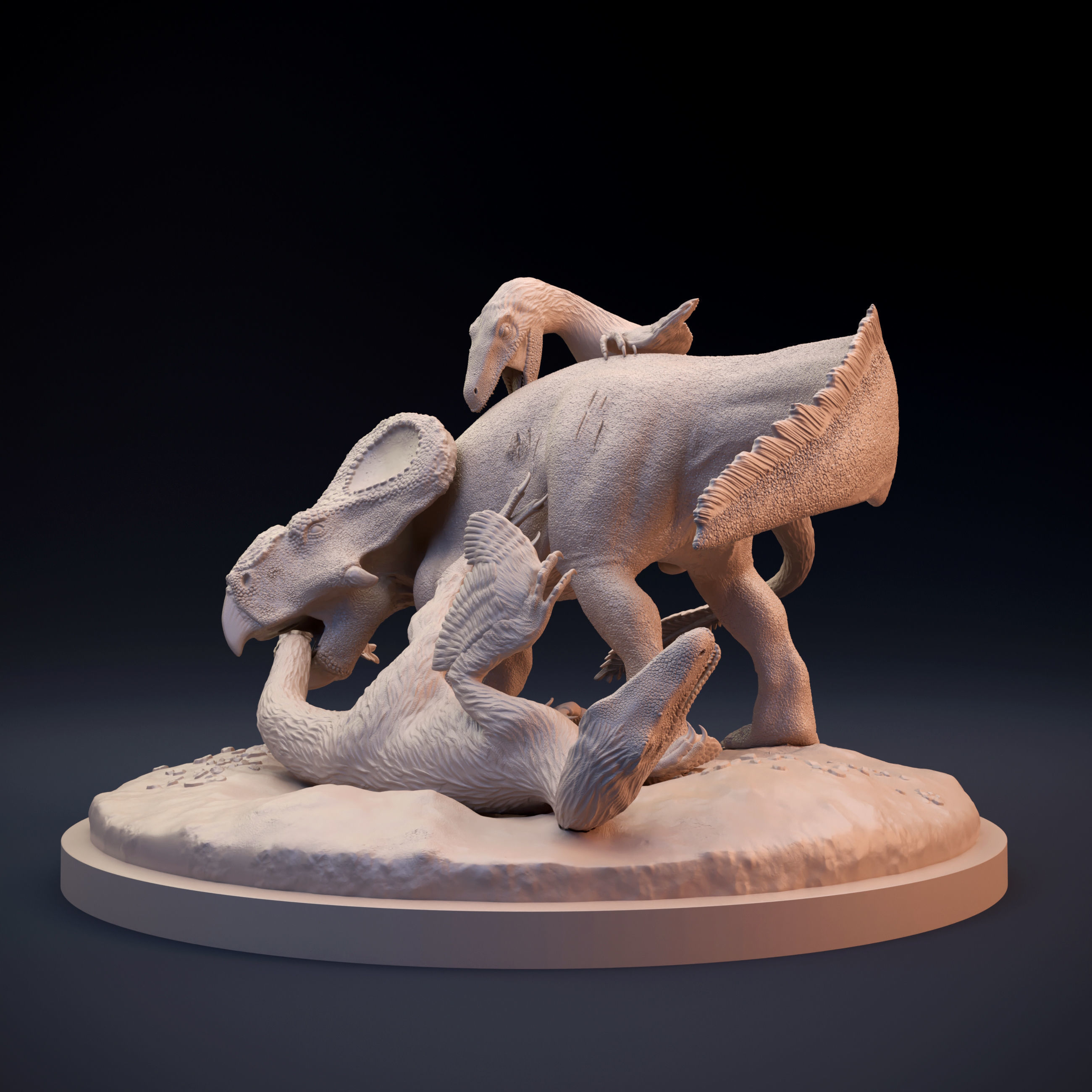 Protoceratops vs Velociraptor scene intended for 3D printing 3D print model_1