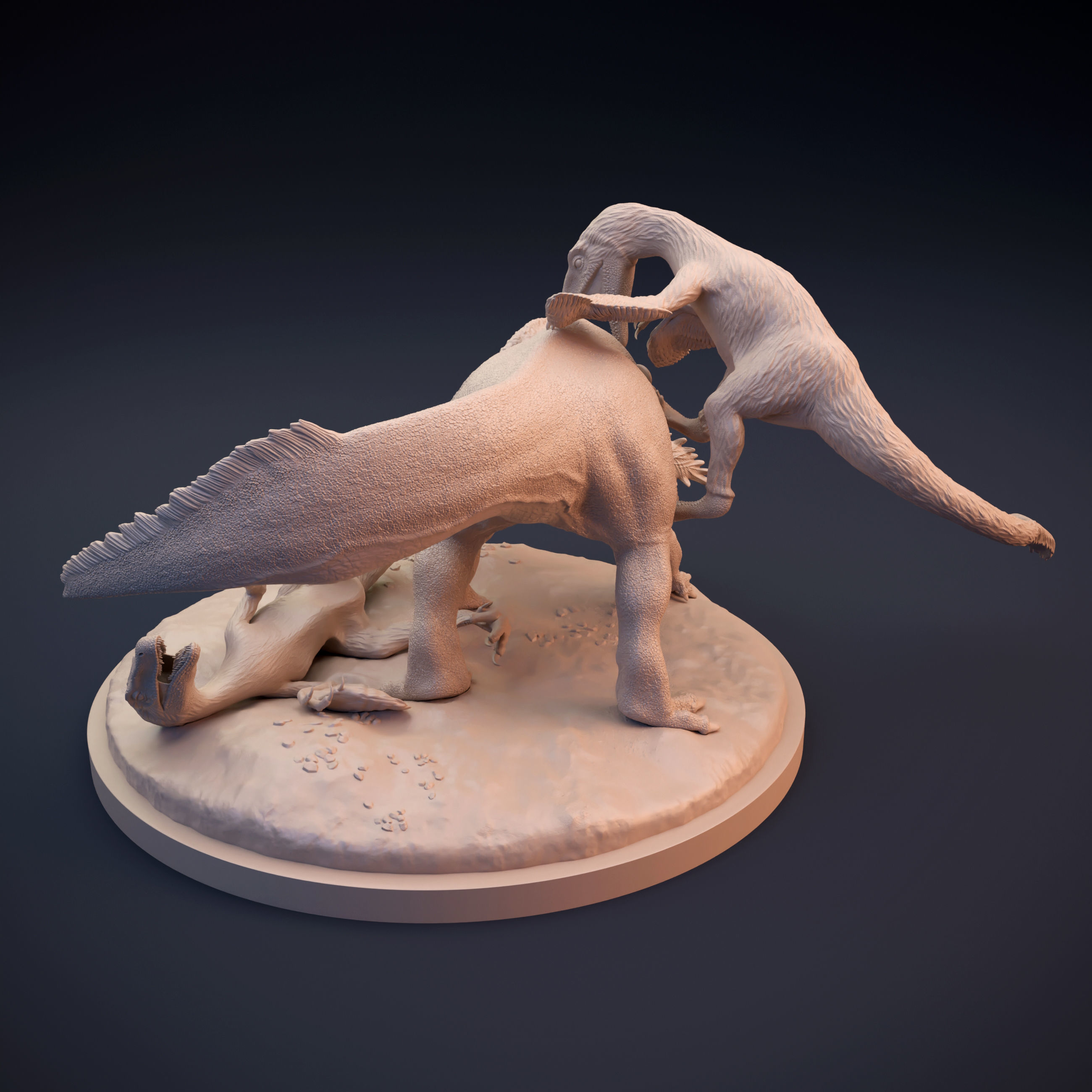 Protoceratops vs Velociraptor scene intended for 3D printing 3D print model_7
