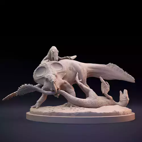 Protoceratops vs Velociraptor scene intended for 3D printing 3D print model