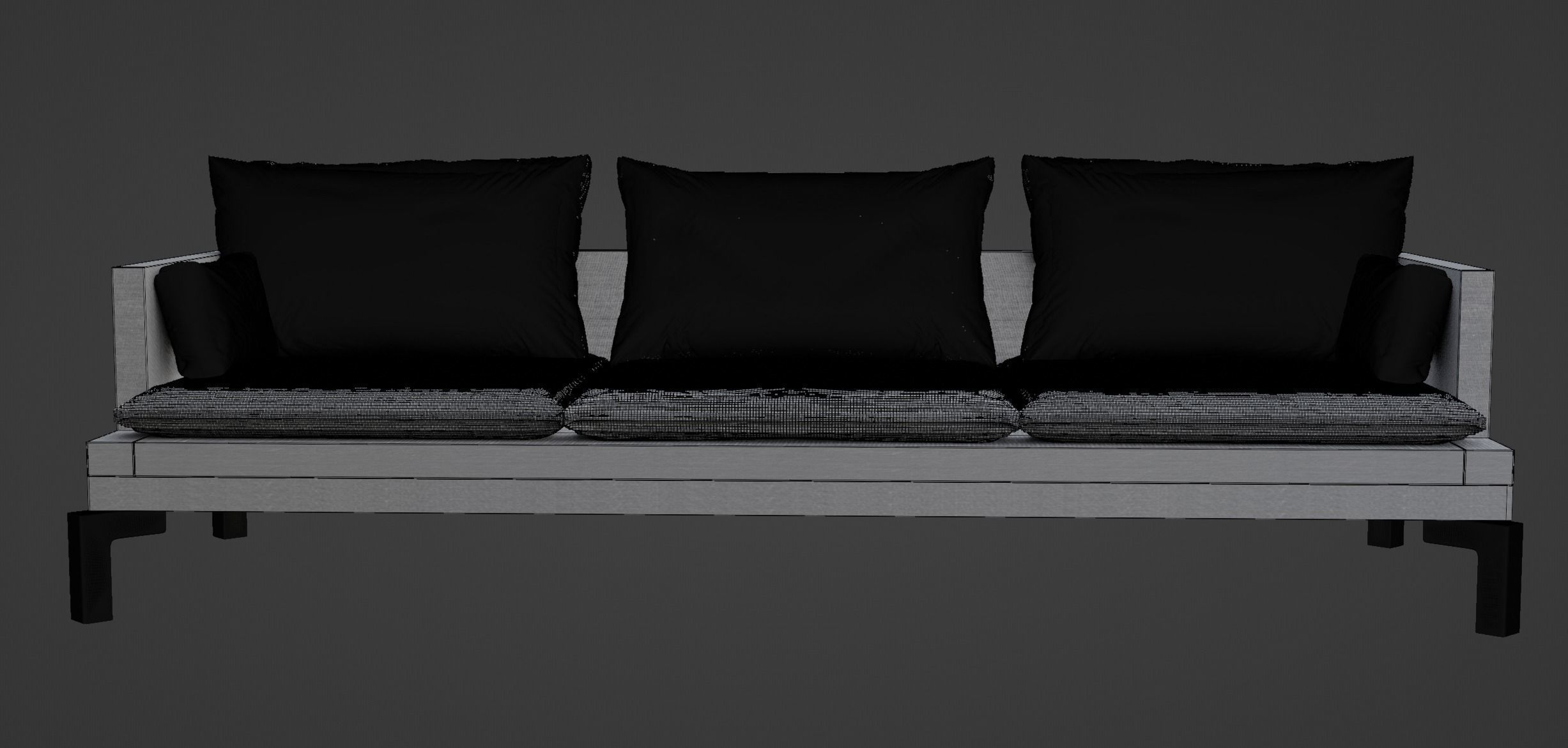 Gray Sofa Zanotta William Low-poly 3D model PBR Free low-poly 3D model_8