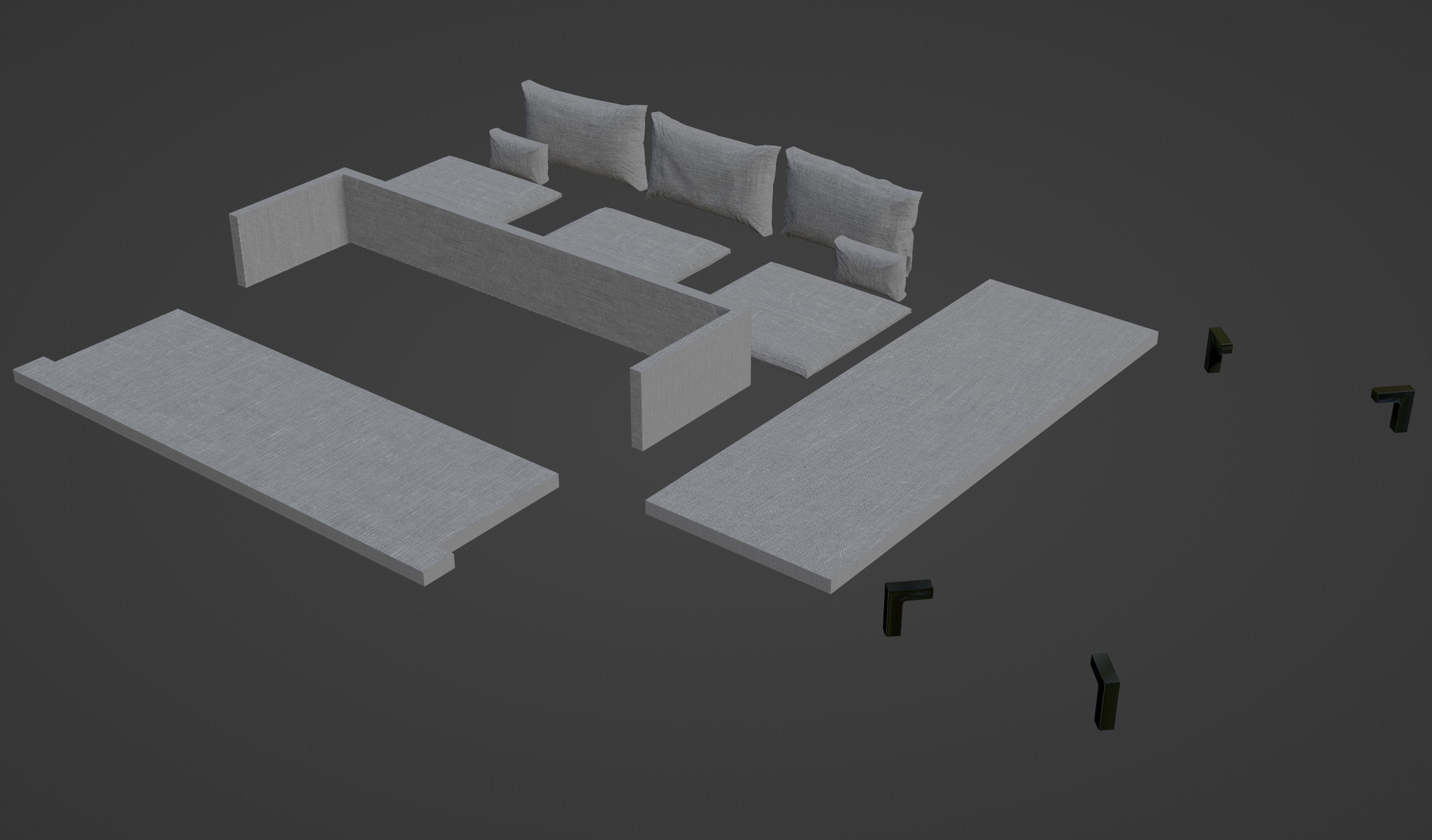 Gray Sofa Zanotta William Low-poly 3D model PBR Free low-poly 3D model_25