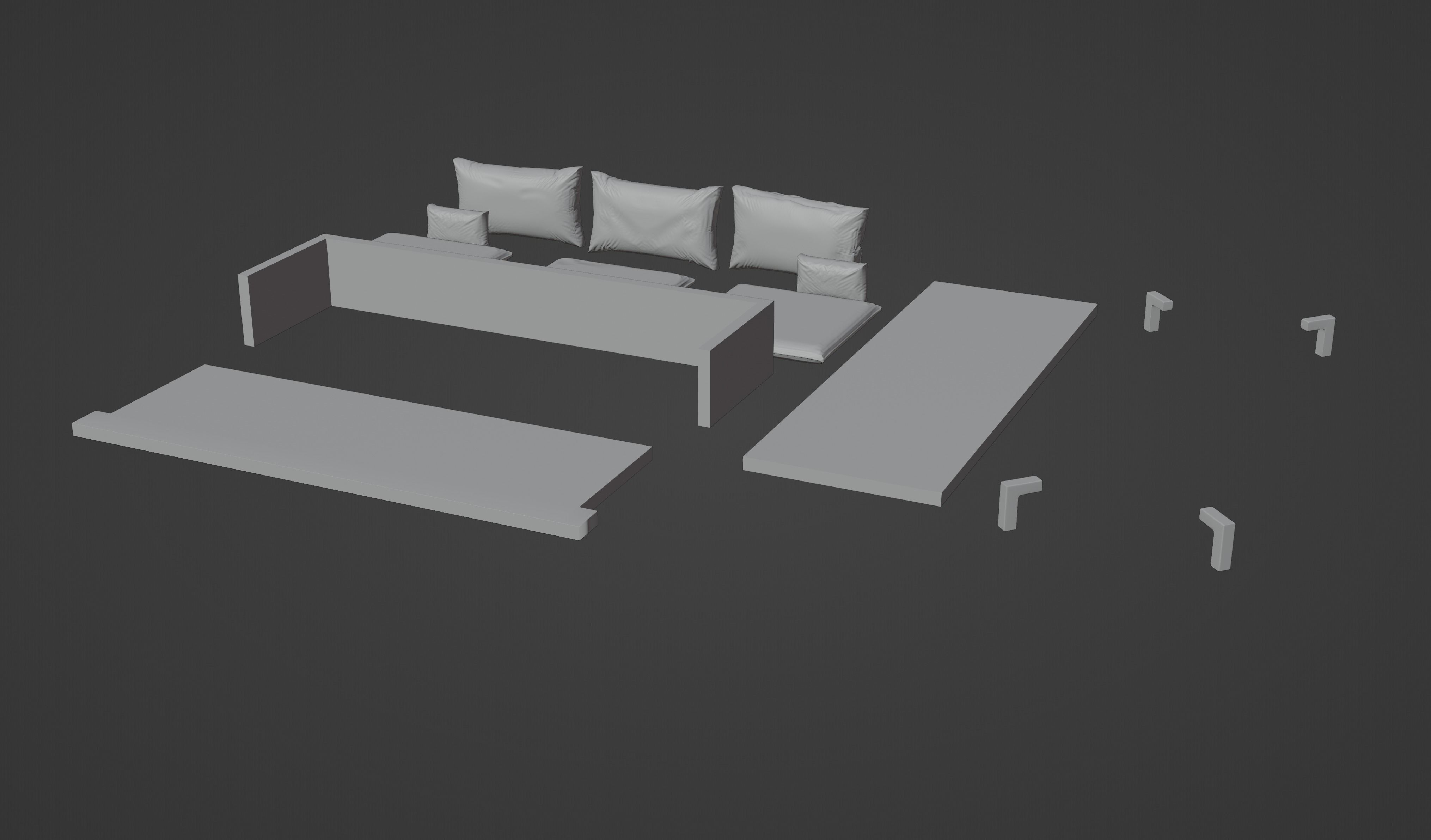 Gray Sofa Zanotta William Low-poly 3D model PBR Free low-poly 3D model_17