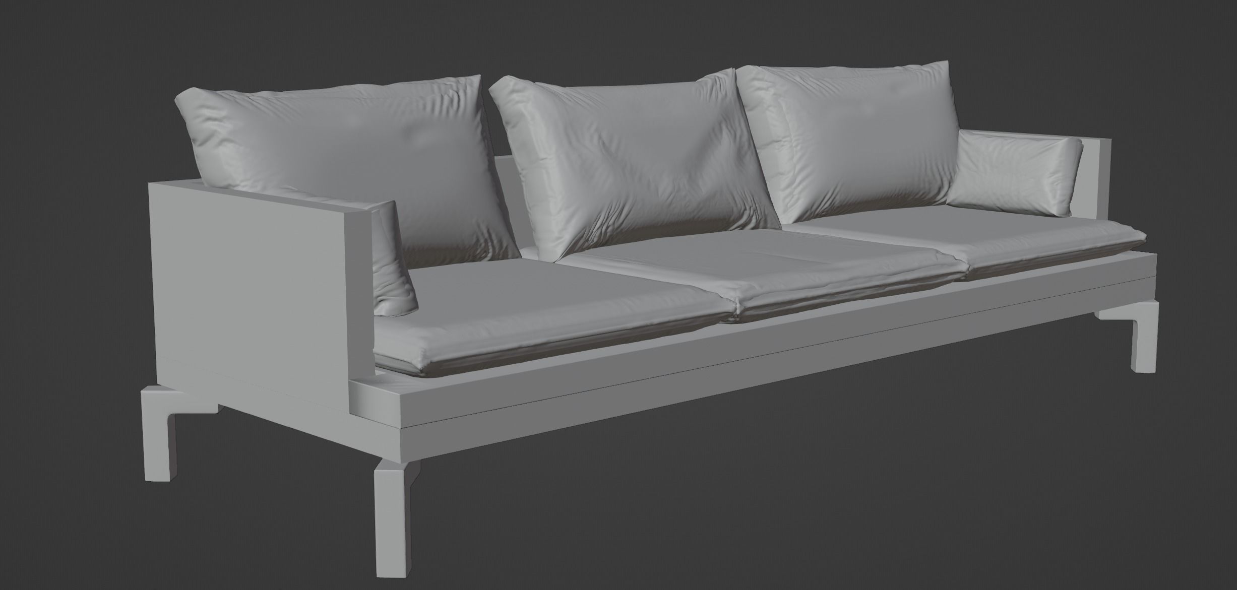 Gray Sofa Zanotta William Low-poly 3D model PBR Free low-poly 3D model_10