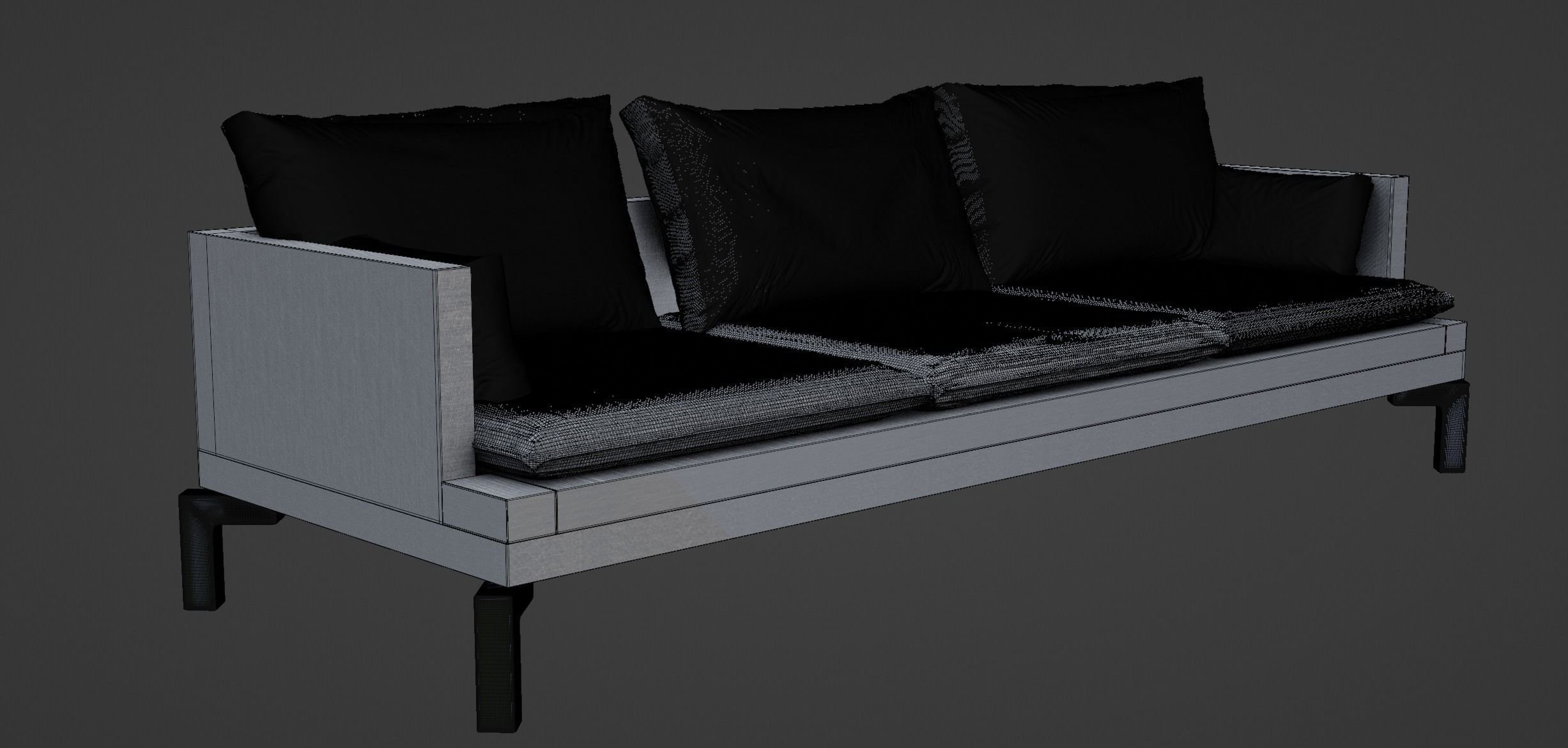 Gray Sofa Zanotta William Low-poly 3D model PBR Free low-poly 3D model_9