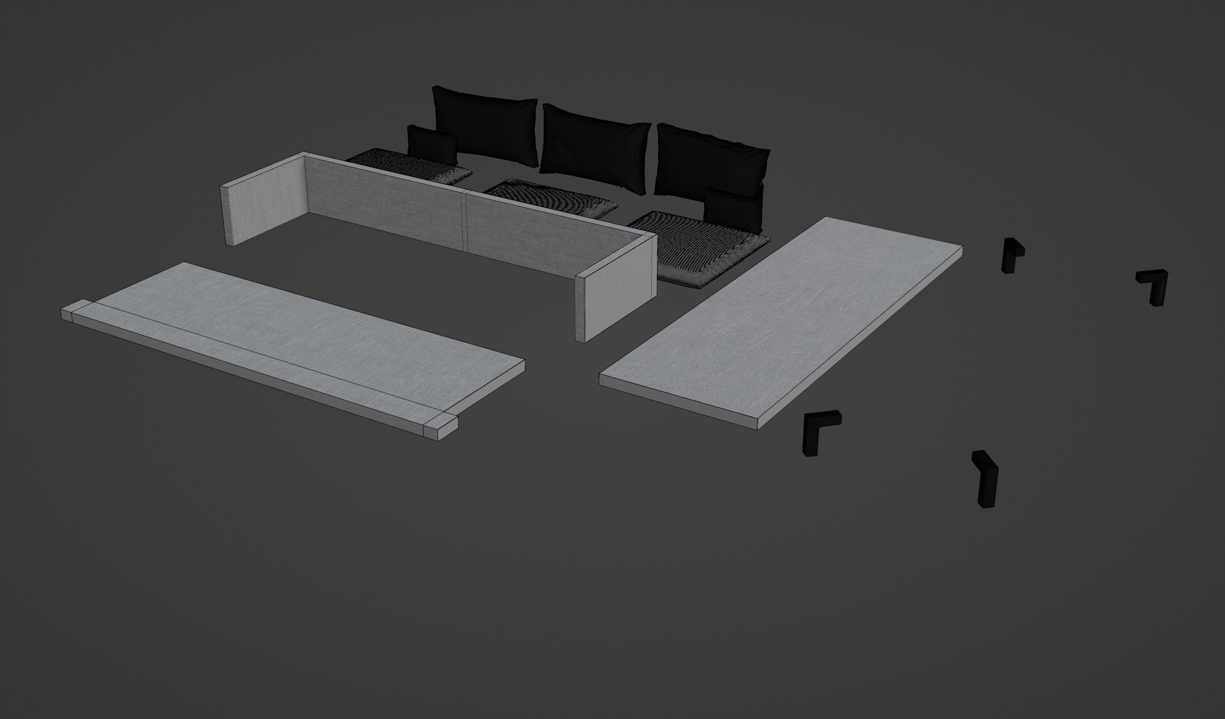 Gray Sofa Zanotta William Low-poly 3D model PBR Free low-poly 3D model_27