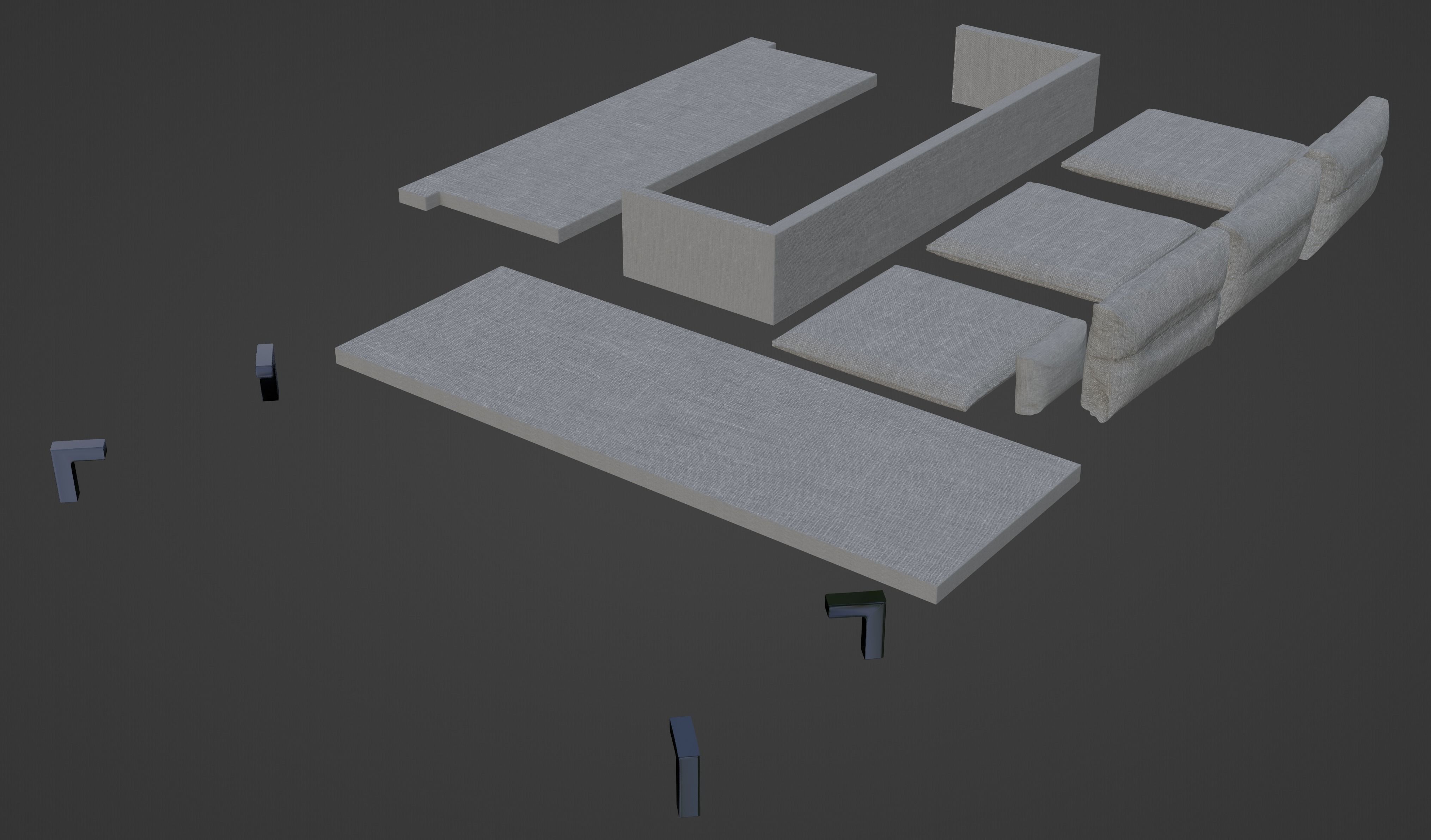 Gray Sofa Zanotta William Low-poly 3D model PBR Free low-poly 3D model_26