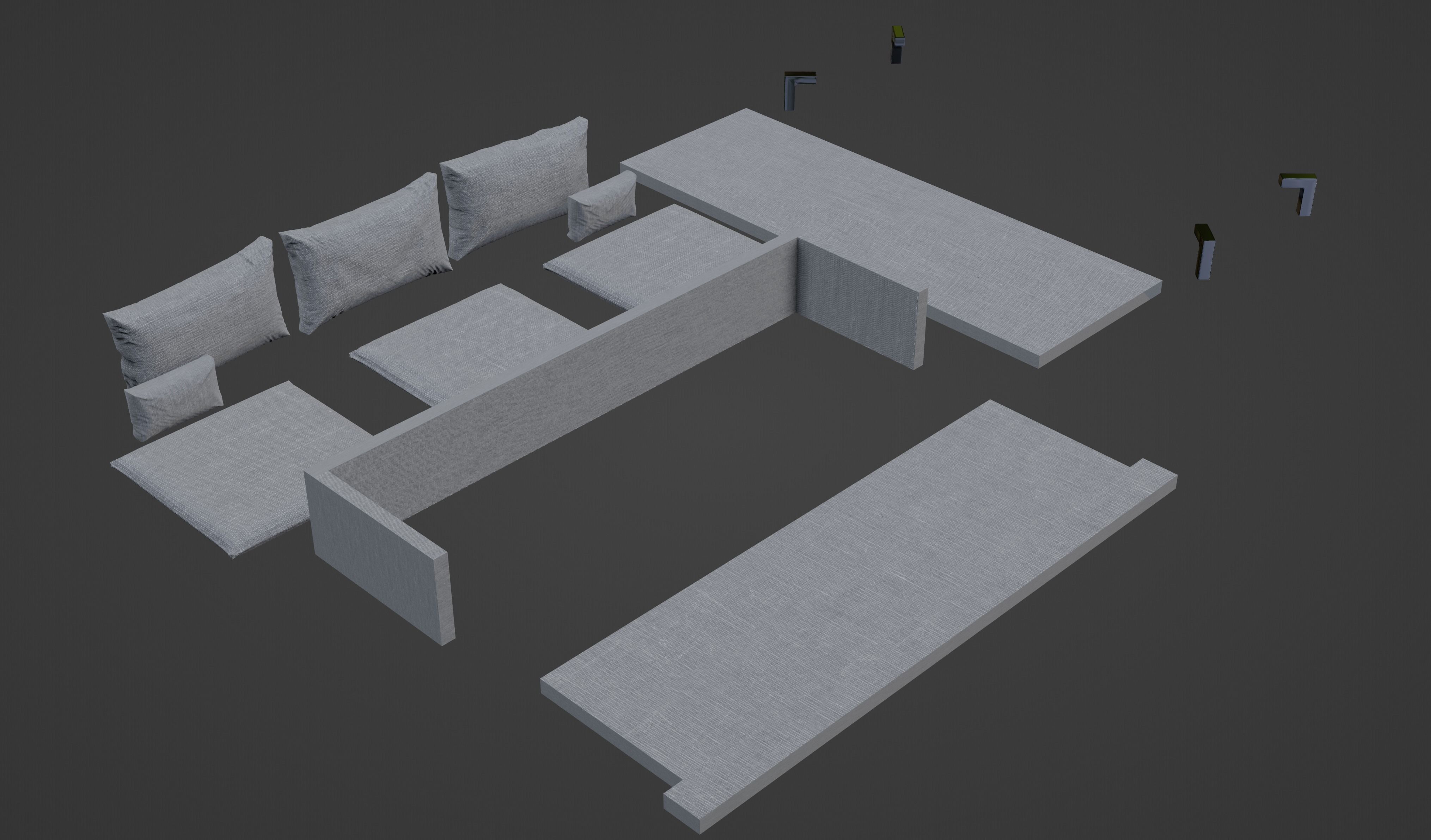 Gray Sofa Zanotta William Low-poly 3D model PBR Free low-poly 3D model_24