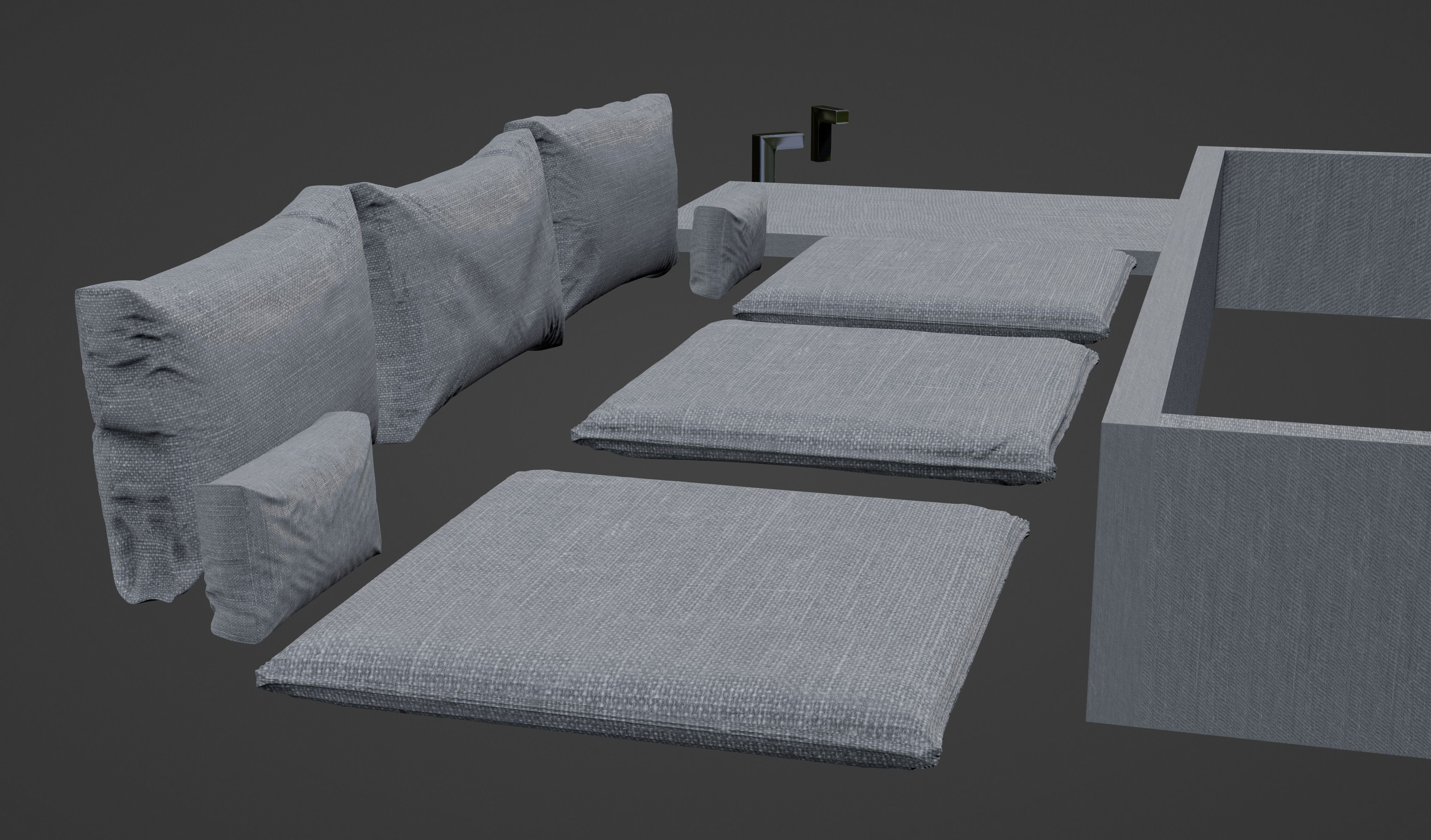 Gray Sofa Zanotta William Low-poly 3D model PBR Free low-poly 3D model_18