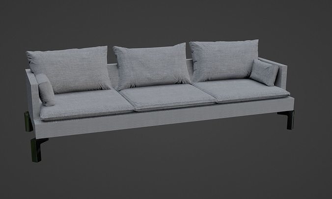 Gray Sofa Zanotta William Low-poly 3D model PBR Free low-poly 3D model