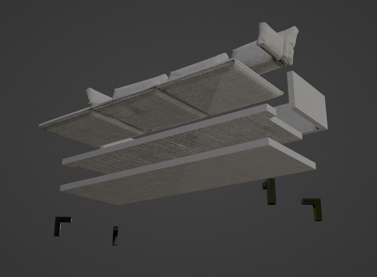 Gray Sofa Zanotta William Low-poly 3D model PBR Free low-poly 3D model_20