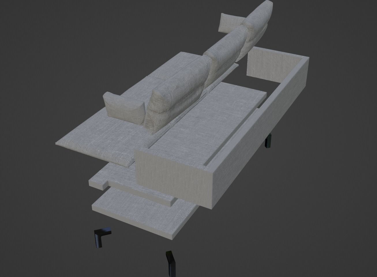 Gray Sofa Zanotta William Low-poly 3D model PBR Free low-poly 3D model_22