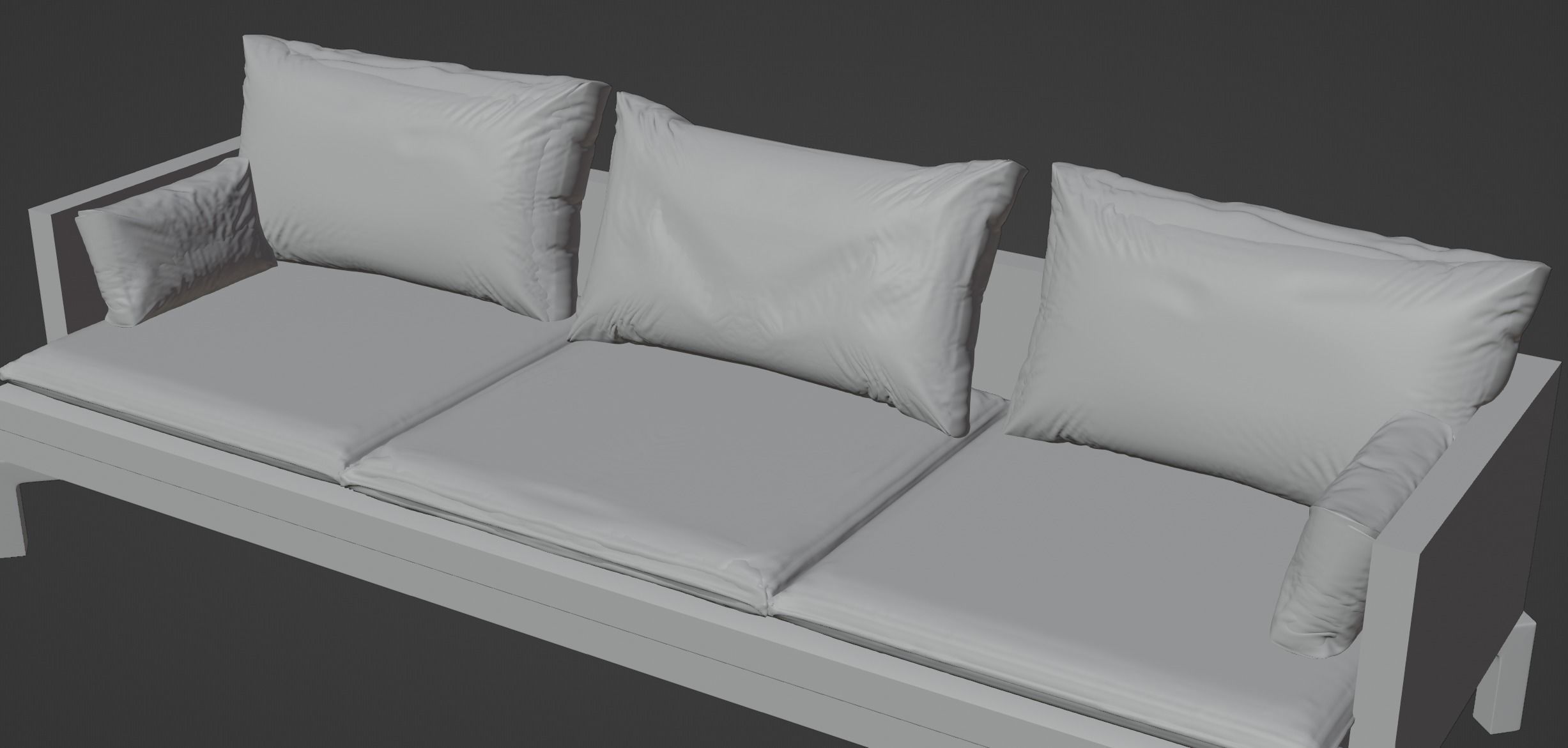 Gray Sofa Zanotta William Low-poly 3D model PBR Free low-poly 3D model_11