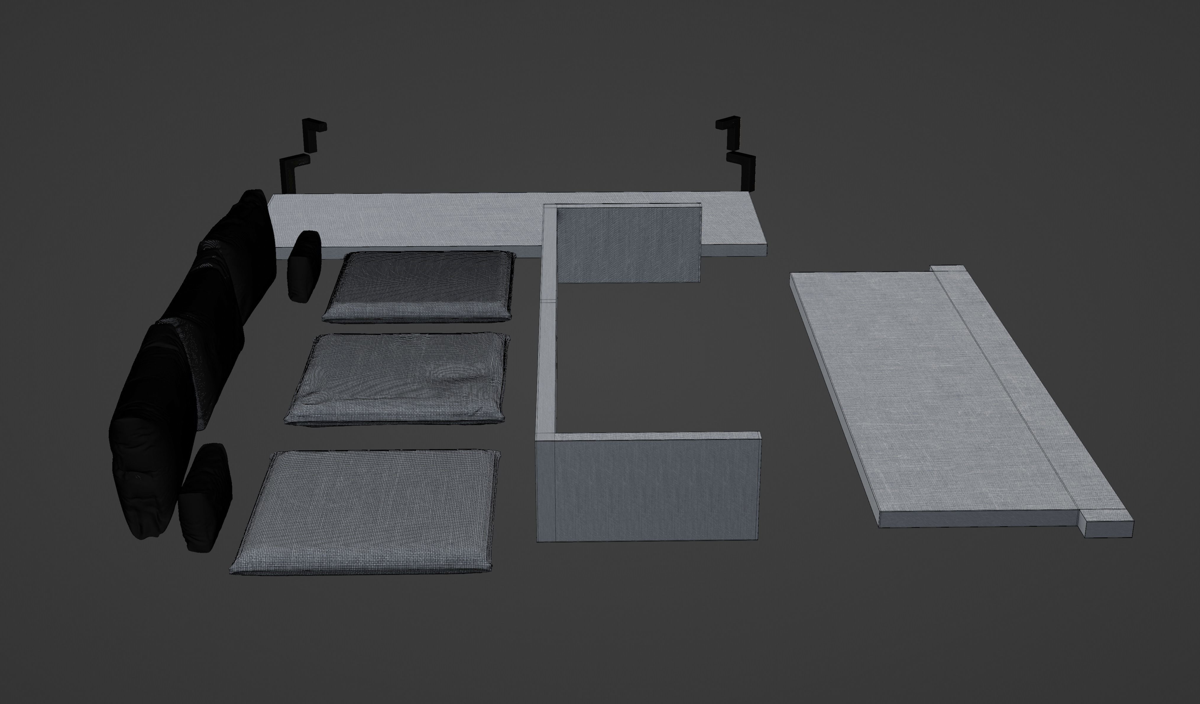 Gray Sofa Zanotta William Low-poly 3D model PBR Free low-poly 3D model_15