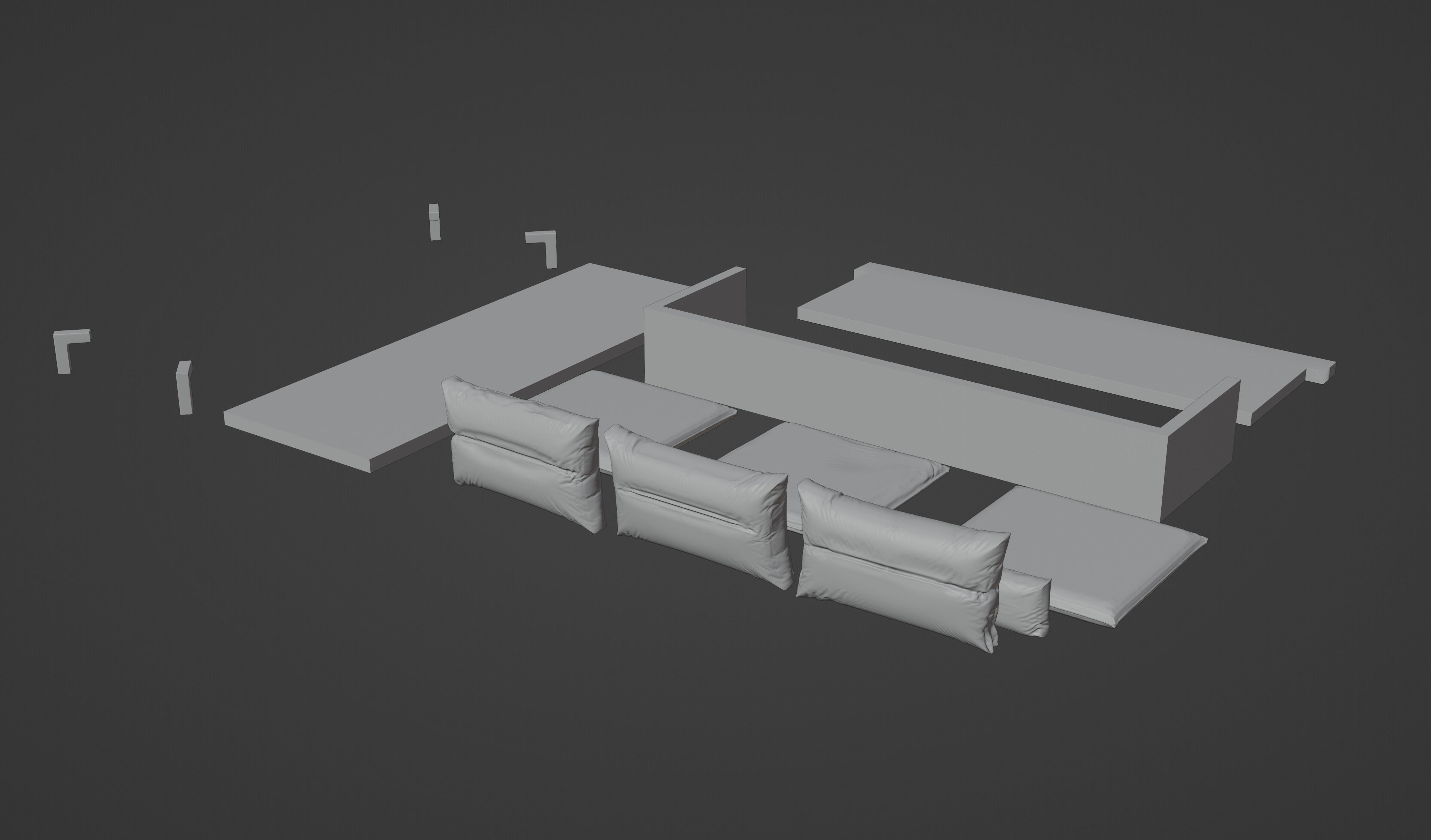 Gray Sofa Zanotta William Low-poly 3D model PBR Free low-poly 3D model_16