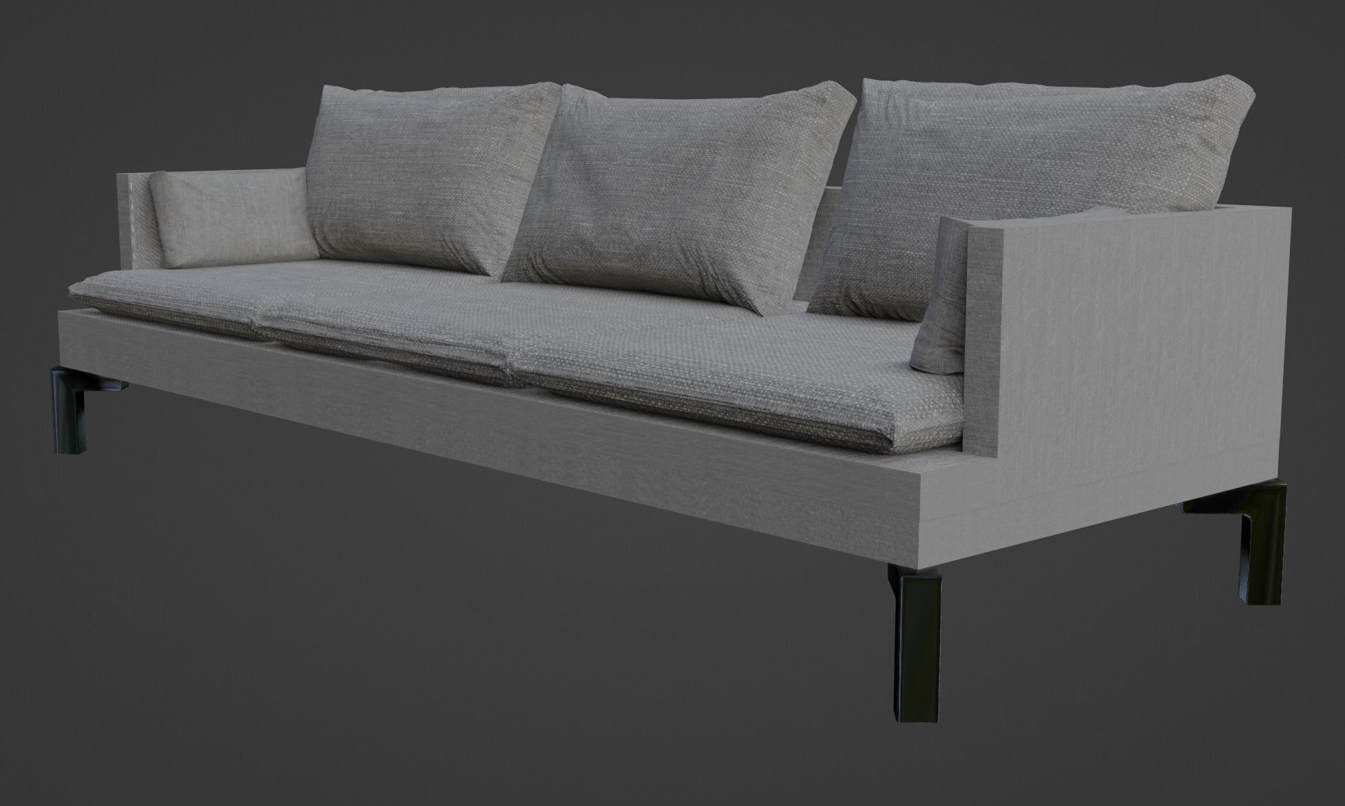 Gray Sofa Zanotta William Low-poly 3D model PBR Free low-poly 3D model_1