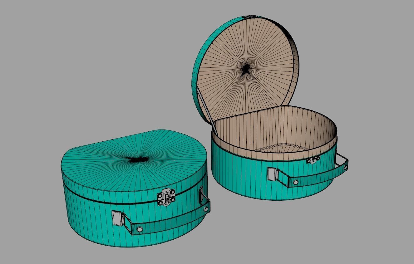 Children Round Cardboard Suitcase 3D model_11