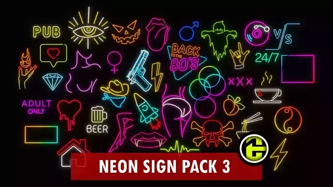 Ultimate Neon Sign pack 3 Low-poly 3D model