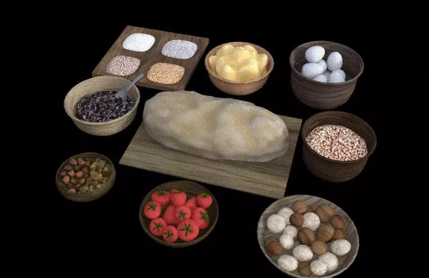 Viking pack props medieval Low-poly 3D model_0