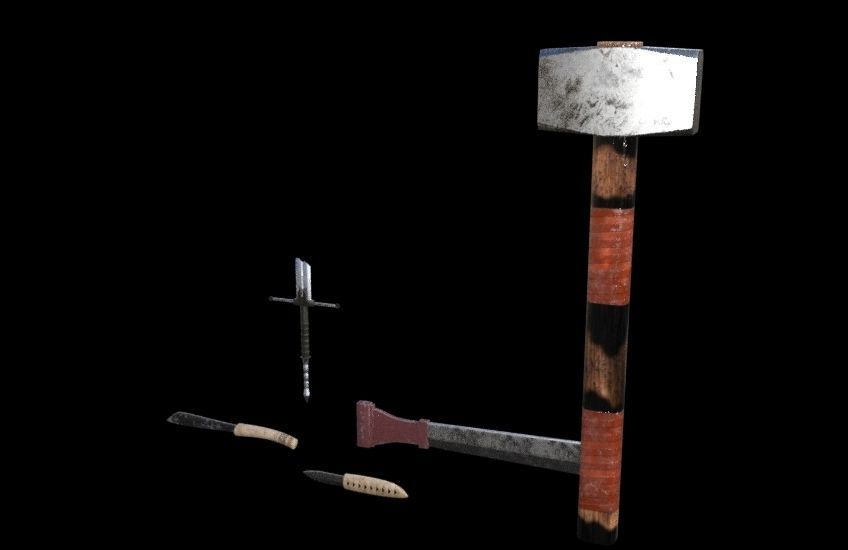 Viking pack props medieval Low-poly 3D model_9