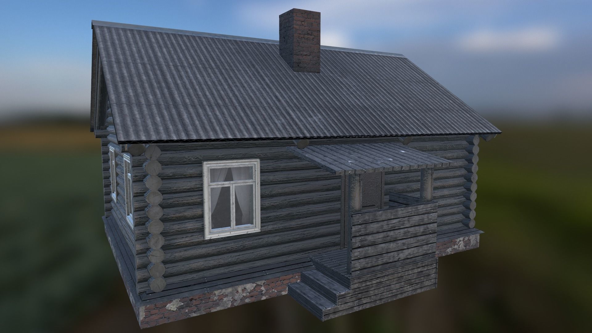 Wood House LowPoly Low-poly 3D model_4