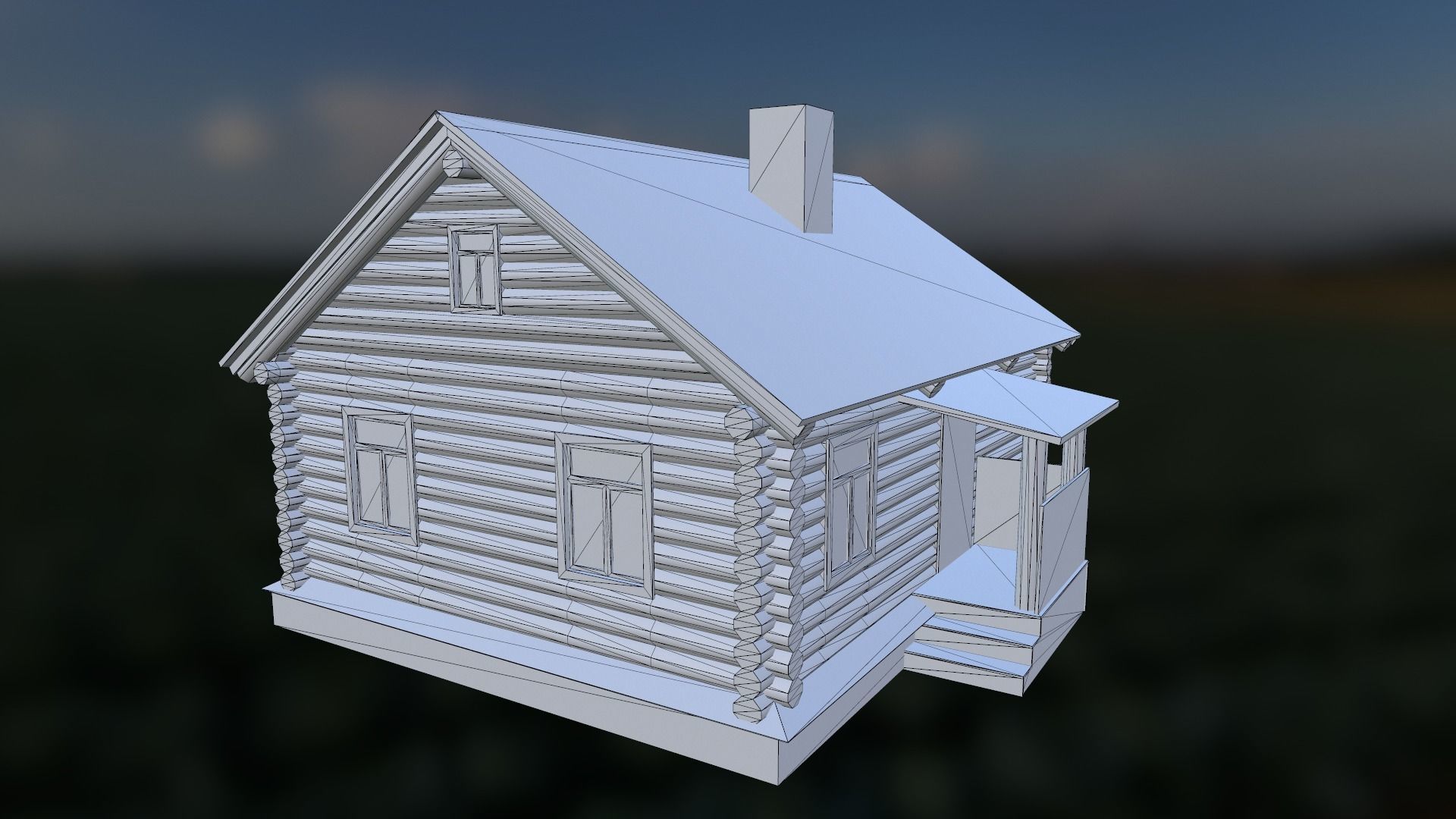 Wood House LowPoly Low-poly 3D model_6