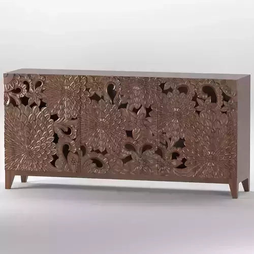 console02 wooden sideboard with floral carvings