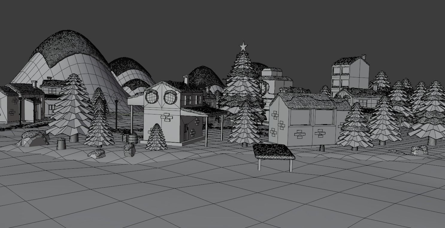 Winter Town 3D model Low-poly 3D model_5