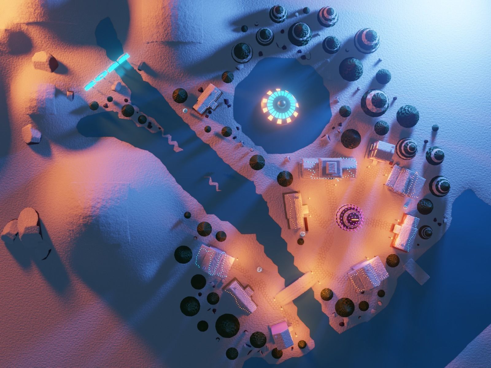 Winter Town 3D model Low-poly 3D model_4